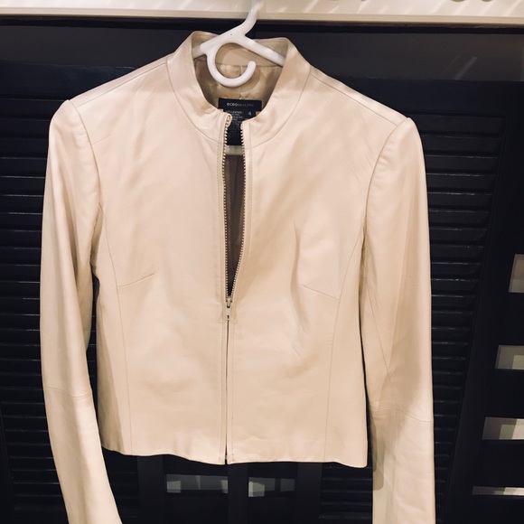BCBGMaxAzria Jackets & Blazers - Bcbg leather jacket cream size 4